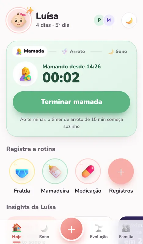 Ela começou a mamar
